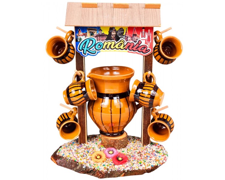 ART JUEGO TAZAS VINO BOTIJO SOPORTE