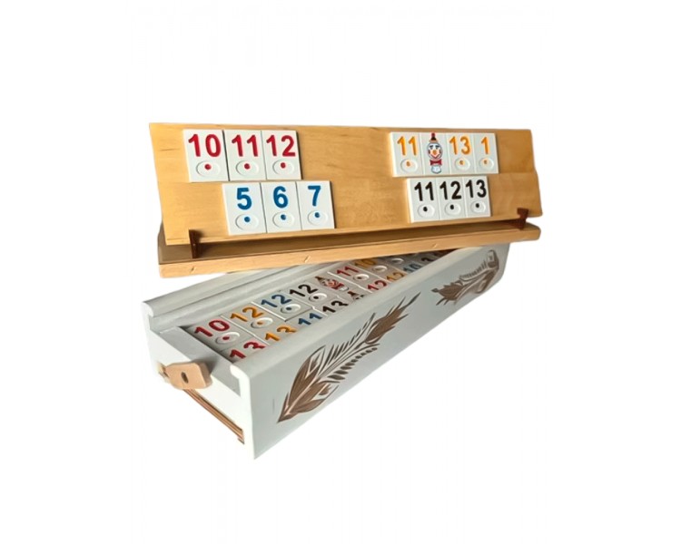 ART JUEGO RUMMY CAJA MADERA TALLADA