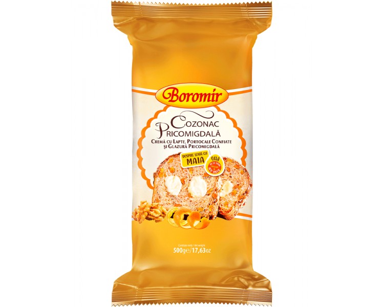 Cozonac Pricomigdala Portocale Lapte 500G