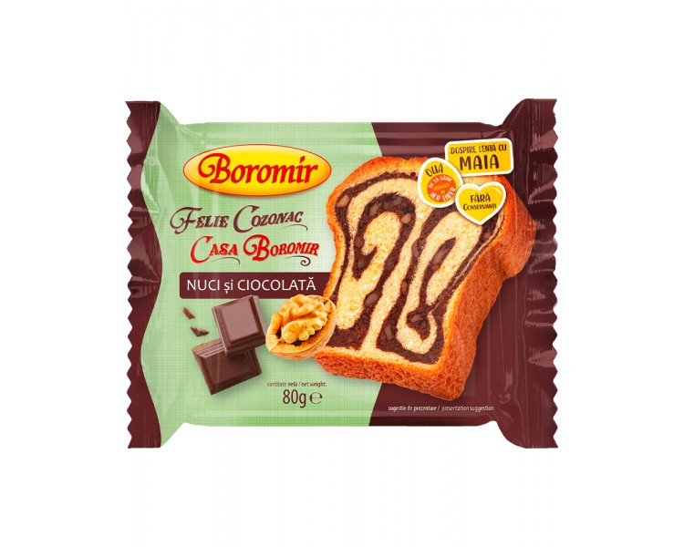 BOROMIR BIZCOCHO CREMA NUECES-CHOCOLATE PORCIONES 80G/12
