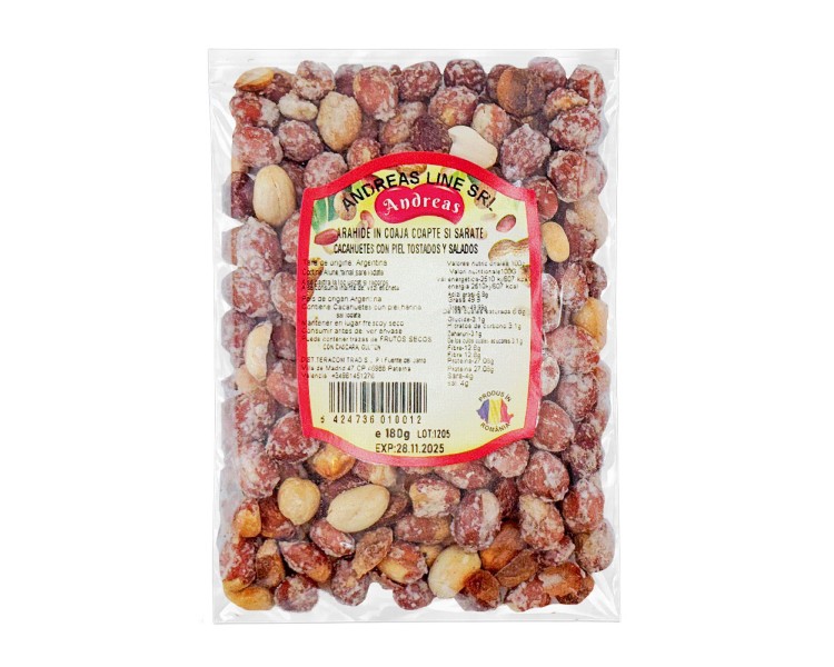 ANDREAS CACAHUETES PIEL TOSTADOS SALADOS 200G/16