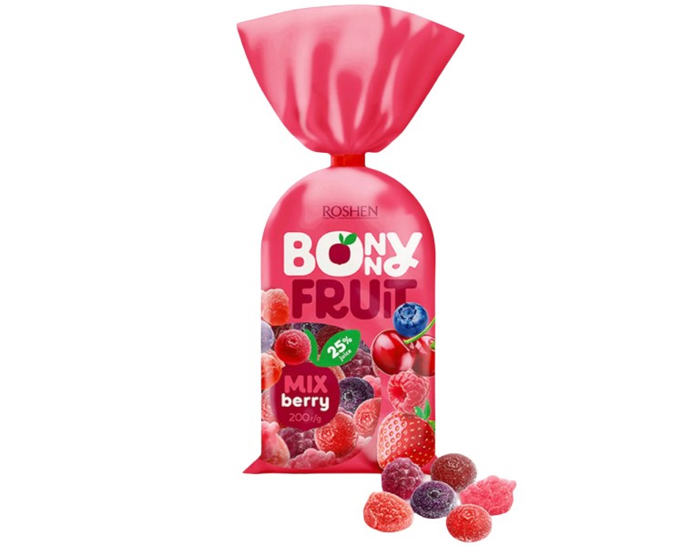 ROSHEN BONNY CARAMELOS GELATINA BERRY 200G/18